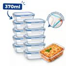 Kit 10 Potes Herméticos de Vidro Tampa com Trava e Vedação Cozinha Marmita Fitness 370 ou 640ml