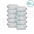 Kit 10 Potes Herméticos Marmita de Vidro Retangular 370ml Tampa BPA Free: Armazenar Alimento e Organização de Casa com Sustentabilidade e Praticidade