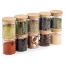 Kit 10 Potes Herméticos Vidro Tampa Bambu 8 x 6,5 cm 200ml
