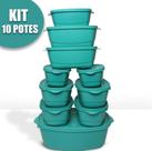 Kit 10 Potes Plástico BPA Free com Tampa Conjunto