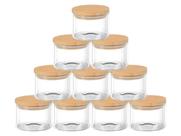 Kit 10 Potes Porta Mantimentos Em Vidro Com Tampa De Bambu 110ml
