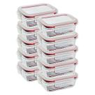 Kit 10 Potes Tigela Hermeticos Tampa c/ 4 Travas Vidro Canelado