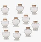 Kit 10 Potes Vidro de Coração 75ml c/ Rolha