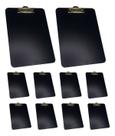 Kit 10 Prancheta Office Black Preta MDF Ofício A4 C/ Prendedor Metalizado Stalo