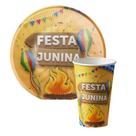KIT 10 Pratos 18cm e Copos 270ml Sobremesa Papel Para Festa Junina