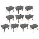 Kit 10 Puff Opala decorativo Pés em Madeira Sala de Estar Recepção Consultório material sintético Cinza - KDAcanto Móveis Kit 10 Puff Opala decorativo Pés em Madeira Sala de Estar Recepção Consultório material sintético Cinza - KDAcanto Móveis