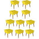 Kit 10 Puff Puf Banqueta Opala Para Quarto Sala Recepção Suede Amarelo - Ninho Decor