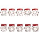 Kit 10 Puffs decorativos aramado Vanessa-material sintético vermelho