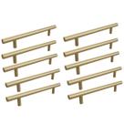 Kit 10 Puxador Haste Dourado Em Inox Redondo 128mm Kit 10 Puxador Haste Dourado Em Inox Redondo 128mm