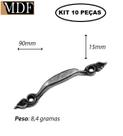 Kit 10 Puxador Pontas Trabalhadas G para Caixa e Bandeja 9 X 1,5cm Artesanato