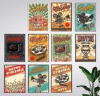 Kit 10 Quadros Cinema Retro Vintage Movie Decorativo 21x15cm