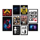 Kit 10 Quadros Decorativos Gamer Modelo 1 Madeira Mdf Adesivado