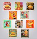 Kit 10 Quadros Hamburgueria Lanchonete Retro Vintage 20x20cm