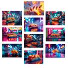Kit 10 Quadros Hot Dog Lanchonete Neon Restaurante 21x15cm