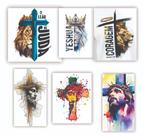 Kit 10 Quadros Religiosos Religião Quadro Decoração Salão Igreja Sala Variados Quarto Sala Fé Cristo