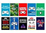 Kit 10 quadros Tema Games Videogames Retro Frases Jogos Nerd Geek 14x20 decoração quarto gamer presente