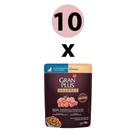 KIT 10 Ração Úmida Gran Plus Gourmet Gatos Adultos Castrado Frango Sachê 85g