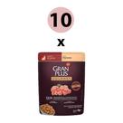 KIT 10 Ração Úmida Gran Plus Gourmet Gatos Filhotes Frango Sachê 85g
