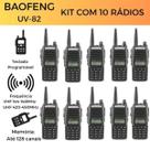 KIT 10 Rádio Baofeng UV-82 Rádio Portátil Potente para Uso Tático