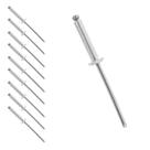 Kit 10 Rebite Pop Repuxo 4,8X16mm De Alumínio Fixação Metal Chapa Portão Grade Mecânica Serralheira