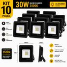 Kit 10 Refletores Led 30w Branco Quente Bivolt Prova D'água 127/220v Preto Kit 10 Refletores Led 30w Branco Quente Bivolt Prova D'água 127/220v Preto