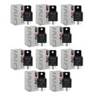 Kit 10 Relé Auxiliar C/suporte Universal 5 Terminais 40a 24v