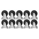 Kit 10 Rodinhas 12cm Borracha 5 Polegadas c Placa Fixa