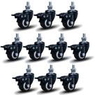 Kit 10 Rodízio Linha Black Parafuso 3/8" 50mm Com Freio 500kg Preto - Colson