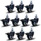 Kit 10 Rodízio Linha Black Parafuso 3/8" 50mm Com Freio 500kg Preto - Colson