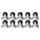 Kit 10 Rodízios 312 Borracha c Placa Fixa s/ Trava para 75Kg