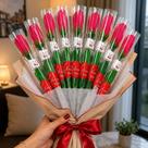 Kit 10 Rosas Artificial Vermelha Ursinho Embalagem Presente Dia Namorados Amor Decoração Buquê Romântico Fofo