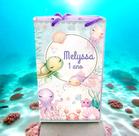 kit 10 sacolinhas personalizadas pegue e monte de festa Fundo do mar aquarela rosa