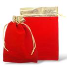 Kit 10 Saquinhos de Veludo Vermelho Vintage Cordão Dourado