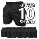 Kit 10 Short Preto de Elastano Dry fit Bermuda de Praia Piscina e Academia