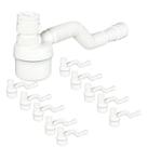 Kit 10 Sifão C/copo Universal Ajustável Flexível Branc Tigre