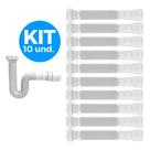 Kit 10 Sifão Simples Sanfonado Universal Tubo Extensivo Para Pias