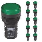 Kit 10 Sinaleiroa Led 22mm Monobloco 220V Verde Tramontina
