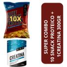 Kit 10 snack proteico salgadinh + creatina 300g churrasco