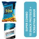 Kit 10 snack proteico salgadinh + creatina 300g requeijão