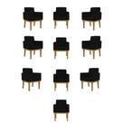 Kit 10 Sofá Poltrona Decorativa Reforçada Preto Suede Balaqui Decor
