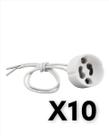 Kit 10 Soquete Com Rabicho Para Dicroica Base Gu10