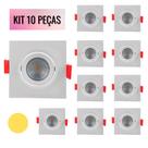 KIT 10 Spot 7W Quadrado LED COB Direcional 3500K Branco Quente Bivolt