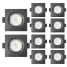 Kit 10 Spot de Led Embutir Slim MR16 Quadrado 6W Preto Bivolt