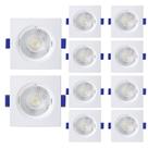Kit 10 Spot de Led Embutir Slim PAR20 Quadrado 8W Bivolt