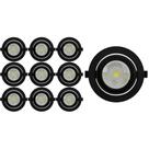 KIT 10 SPOT LED REDONDO DIRECIONAVEL EMBUTIR 36W 3000k ALUMINIO PRETO EMBULED