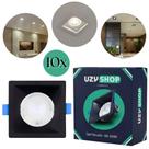 Kit 10 Spot Recuado LED 6W Embutir Redondo Quadrado Branco Frio Quente Com Lâmpada Dicroica Bivolt