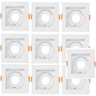 Kit 10 Spots de Embutir Quadrado Branco Recuado 1xMR11 Mini Dicroica