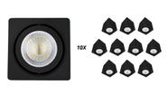 Kit 10 Spots Quadrado Sobrepor Direcionável 7,5x7,5cm Gu10 - Preto