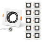 Kit 10 Spots Recuado Embutir Led Mr16 Gu10 Quadrado Luminária Teto Sala Quarto Lâmpada Dicroica Cor:Branco e Preto Kit 10 Spots Recuado Embutir Led Mr16 Gu10 Quadrado Luminária Teto Sala Quarto Lâmpada Dicroica Cor:Branco e Preto