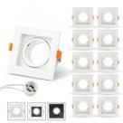 Kit 10 Spots Recuado Embutir Led Mr16 Gu10 Quadrado Luminária Teto Sala Quarto Lâmpada Dicroica Cor:Branco
